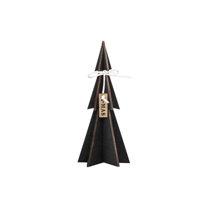 Figurka Choinka drewniana z welurowym wykończeniem 22 cm czarno-złota ALTOMDESIGN