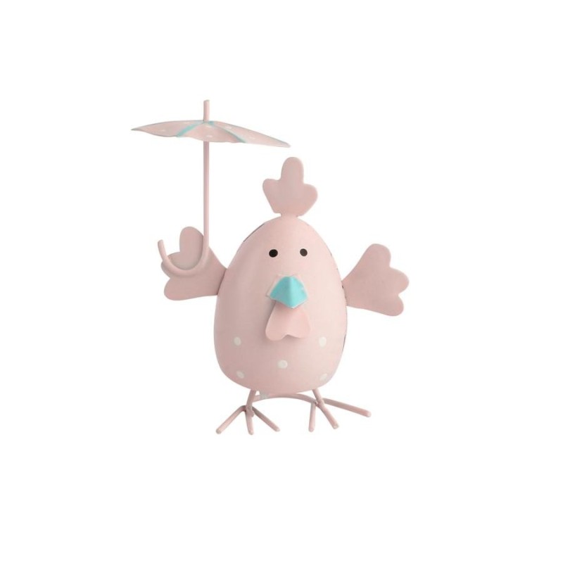 Figurka metalowa Kurka jasnoróżowa z rozłożoną parasolką 7x9 cm ALTOMDESIGN